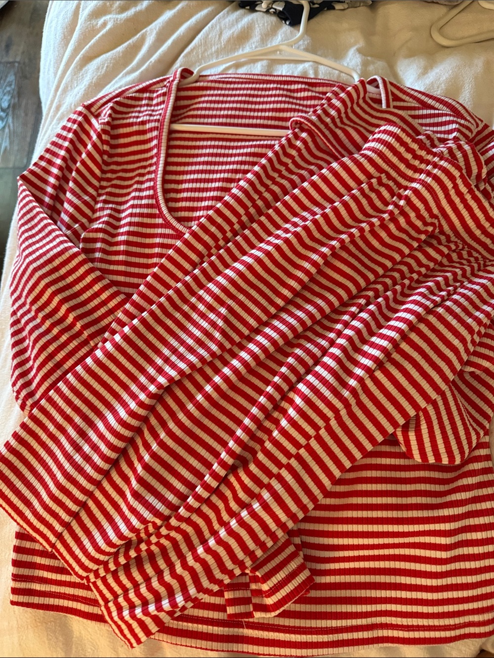 Striped Red and White Long Sleeve Tee